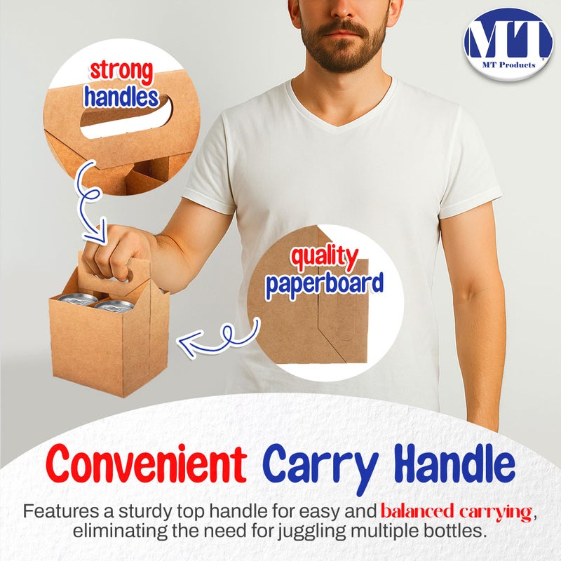 MT Products Brown 4 Bottle Holder 12 oz. each - Disposable Bottle Carrier for Transport (Pack of 10) - Made in USA - Image 3